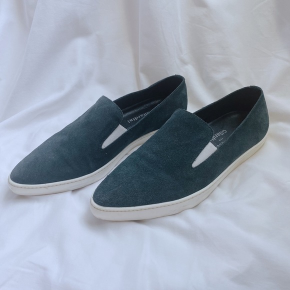 Blue Suede Slip On Sneakers - Picture 1 of 3